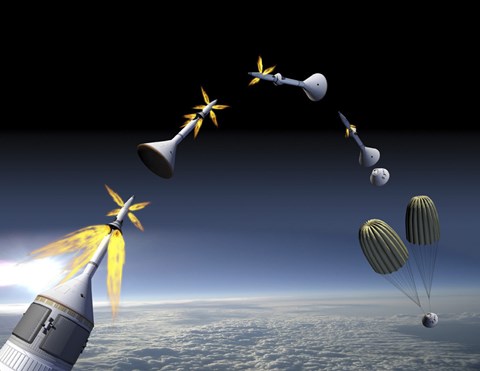 Framed Artist&#39;s Rendering of an Emergency use System of the Launch Abort System Print
