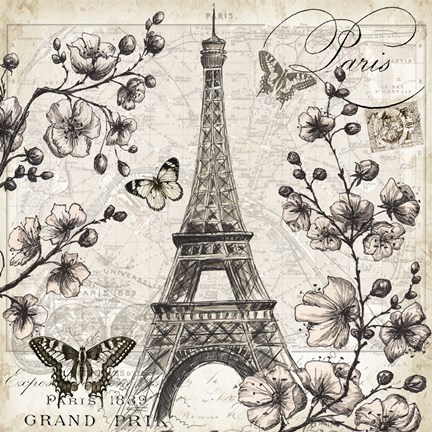 Framed Paris in Bloom I Print