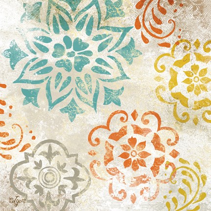 Framed Colorful Medallions I Print