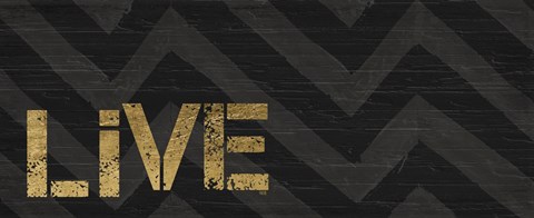 Framed Chevron Sentiments Black/Gold Panel I Print