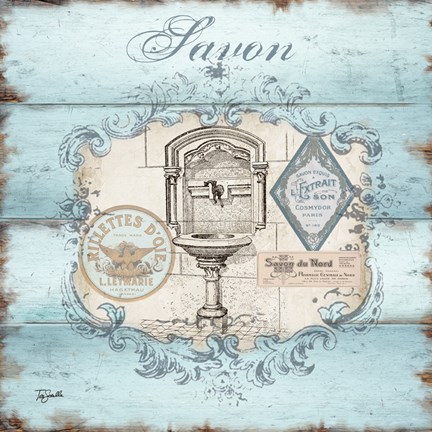 Framed Rustic French Bath I Print