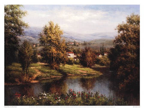 Framed Villa at the River Bank Print