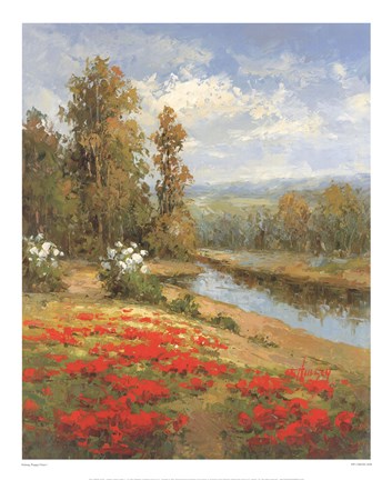 Framed Poppy Vista I Print