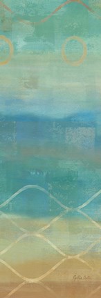 Framed Abstract Waves Blue Panel II Print