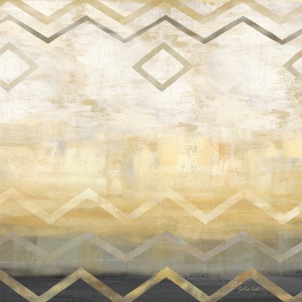 Framed Abstract Waves Black/Gold I Print