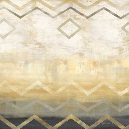 Framed Abstract Waves Black/Gold I Print