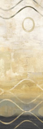 Framed Abstract Waves Black/Gold Panel IV Print