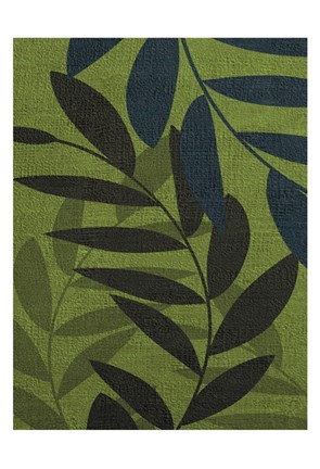 Framed Green Leaves 3 Print