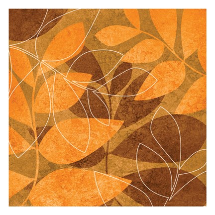 Framed Orange Leaves 1 Print