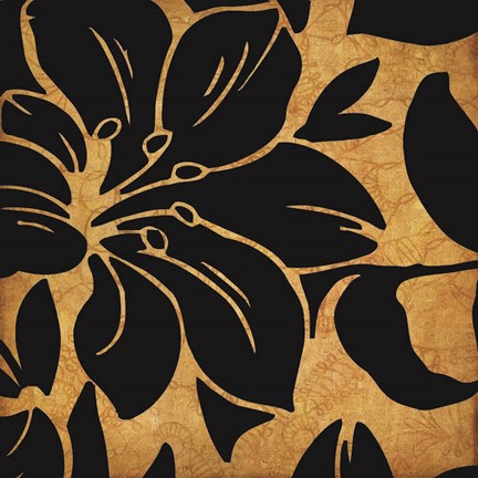 Framed Black and Gold Flora 1 Print