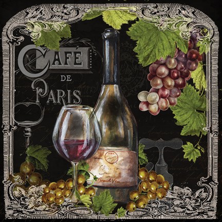 Framed Cafe de Vins Wine II Print