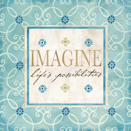 Framed Blue Geo Sentiments II Print