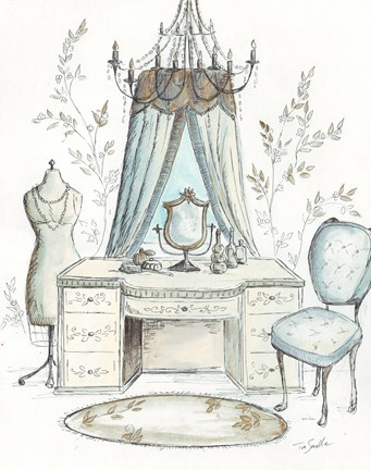 Framed French Dressing Room I Print