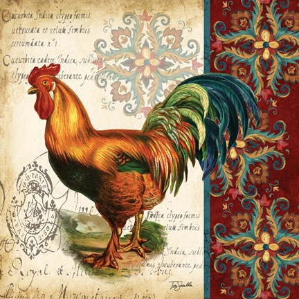 Framed Suzani Rooster II Print