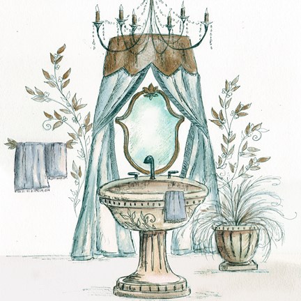 Framed French Bath Sketch II (sink) Print