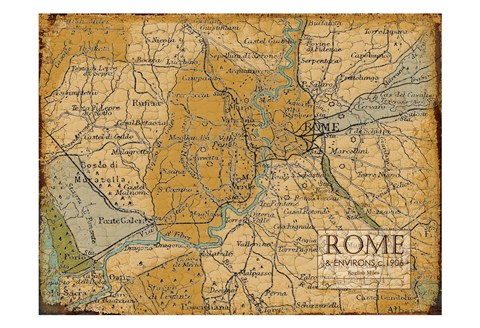 Framed Environs Rome Sepia Print
