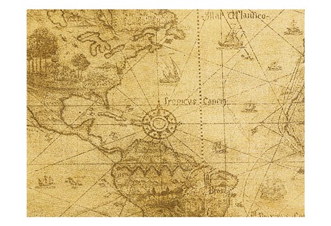 Framed Vintage Map Carribean Sea Print