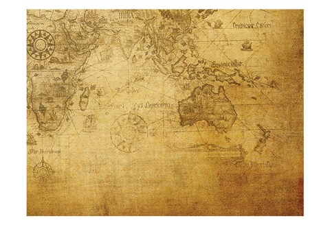 Framed Vintage Map Indian Ocean Print