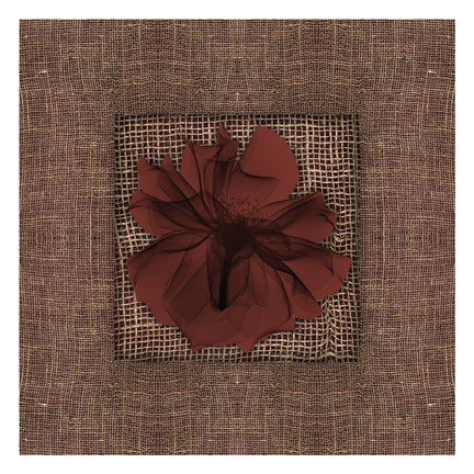 Framed Burlap Burgundy I Print
