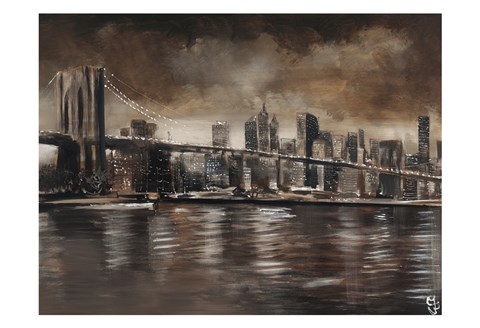 Framed Grey Bridge Brooklyn Print