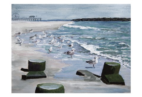 Framed Bradley Beach Sea Gulls Print