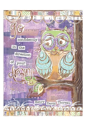 Framed Pastel Owl Family 4 Go Confidently Print