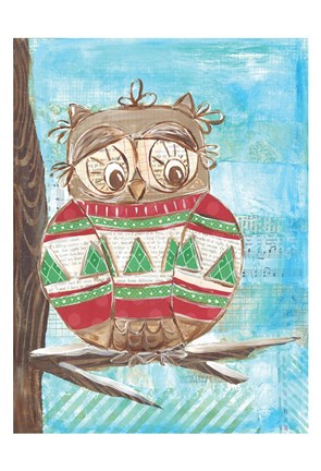 Framed Christmas Owl 5C Print