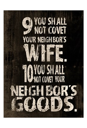 Framed 10 Commandments (9 &amp; 10) Print
