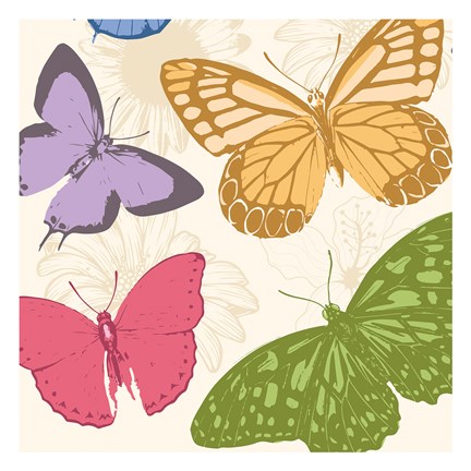 Framed Colorful Butterflies 2 Print