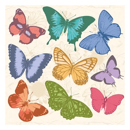 Framed Colorful Butterflies Full Print