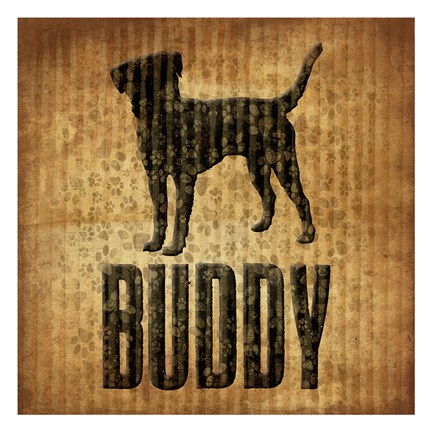 Framed Buddy (brown background) Print