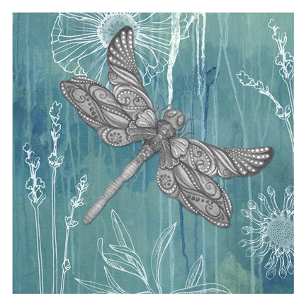 Framed Drip Dragonfly 1 Print