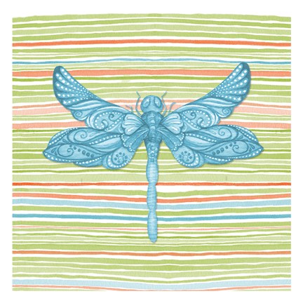 Framed Summer Stripe dragonfly 4 Print