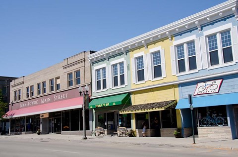 Framed USA, Wisconsin, Manitowoc, Main Street Print