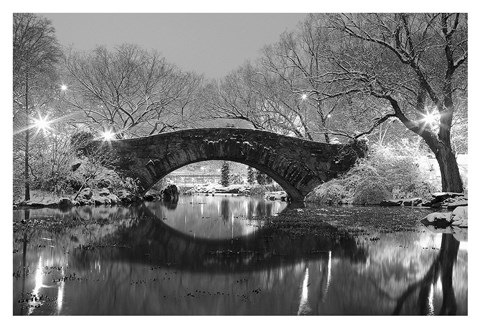 Framed Bridge in Winter Print