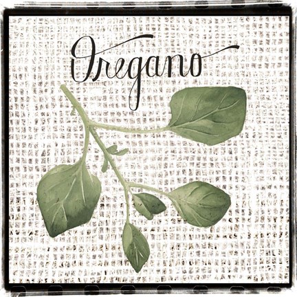 Framed Burlap Herbs II Print