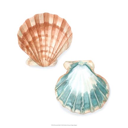 Framed Watercolor Shells I Print