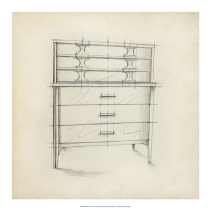 Framed Mid Century Furniture Design VII Print