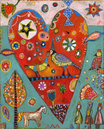 Framed Love Birds Heart Print