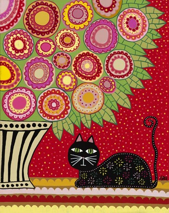 Framed Feline Florist 1 Print