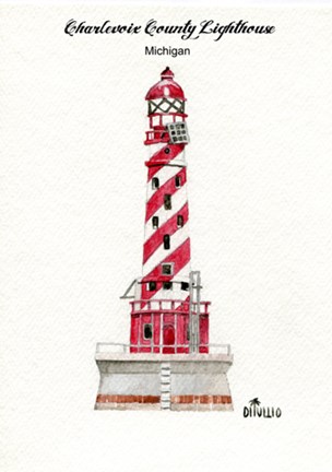 Framed Charlevoix County Lighthouse, MI Print