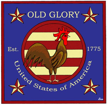 Framed Rooster Old Glory Print