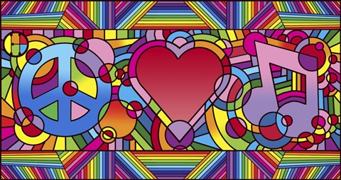 Framed Peace Love Music B Print