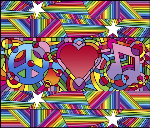 Framed Peace Love Music D Print
