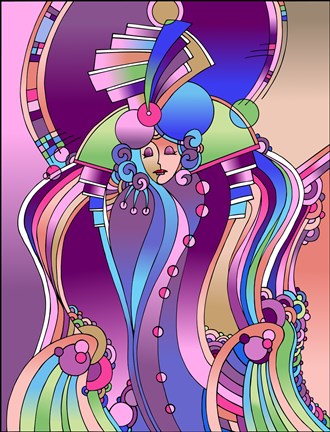 Framed Art Deco Lady Bird Print