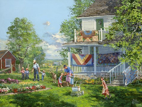 Framed Airing the Quilts Print