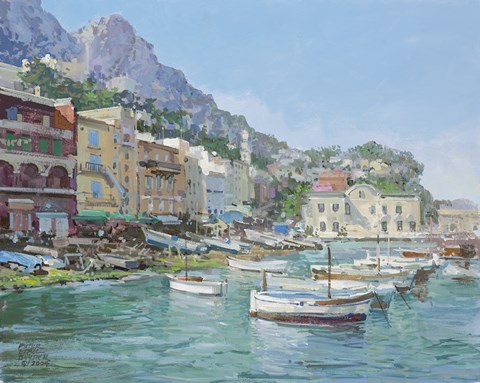 Framed Capri Harbour Print