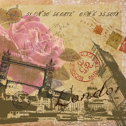 Framed Latitude and Longitude Travel to London Print