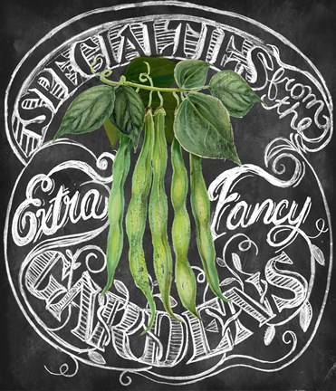 Framed Chalkboard Green Beans Print