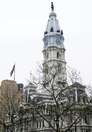 Framed City Hall (flag) (Color) Print